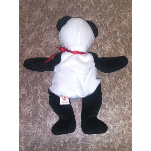 Retired Rare Fortune Beanie Baby (Tag Error!) the Panda bear white black plush - Picture 3 of 7